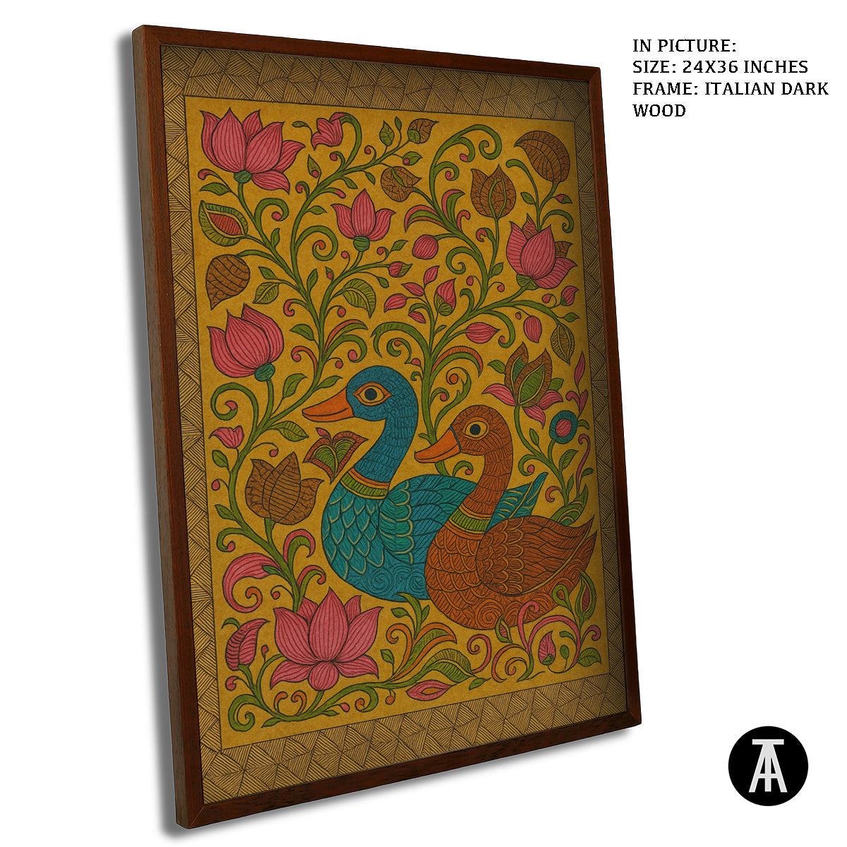 Artwork in Dark Wood Frame