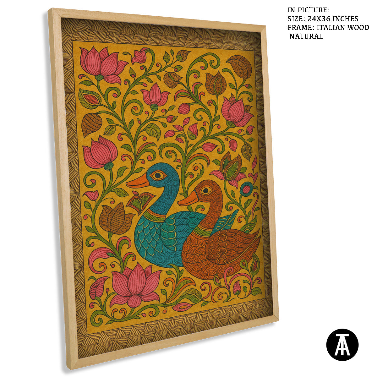 Artwork in Natural Wood Frame