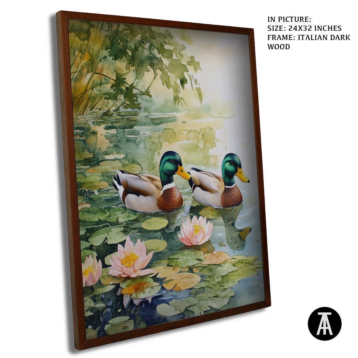 Artwork in Dark Wood Frame