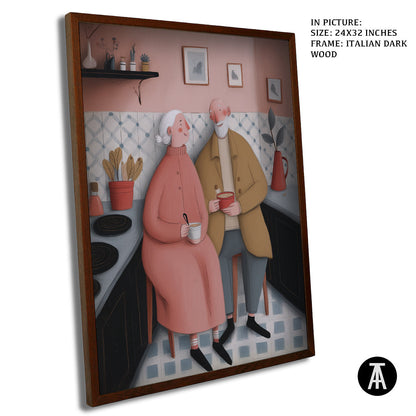 Artwork in Dark Wood Frame