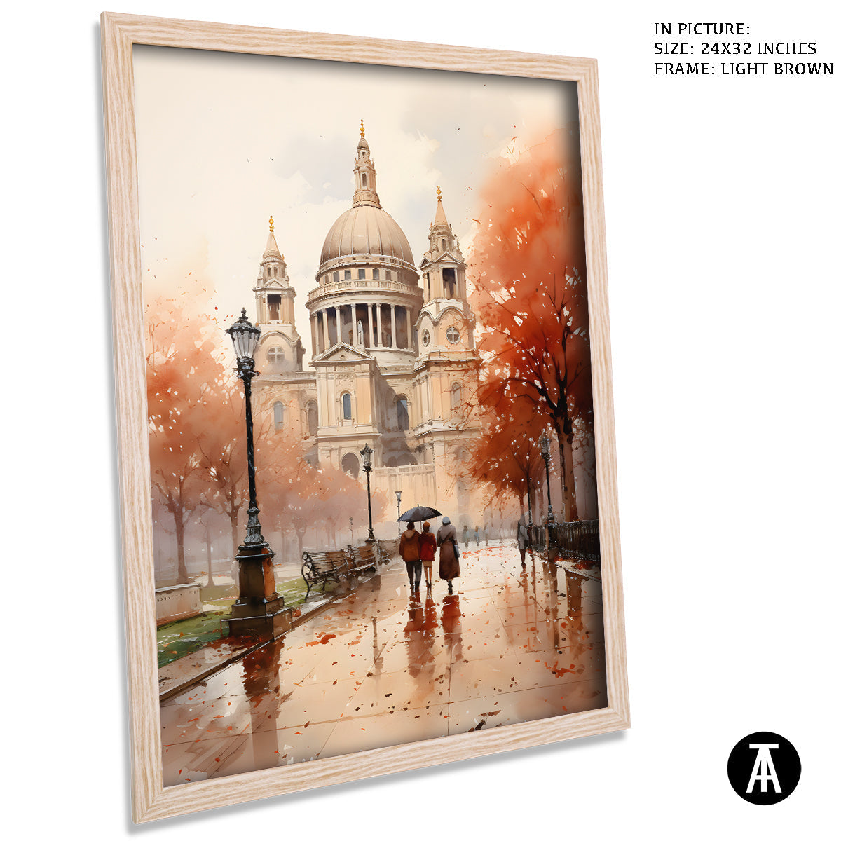 Sample Artwork in Light Brown Frame