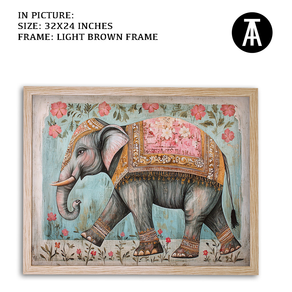 Artwork in Light Brown Frame