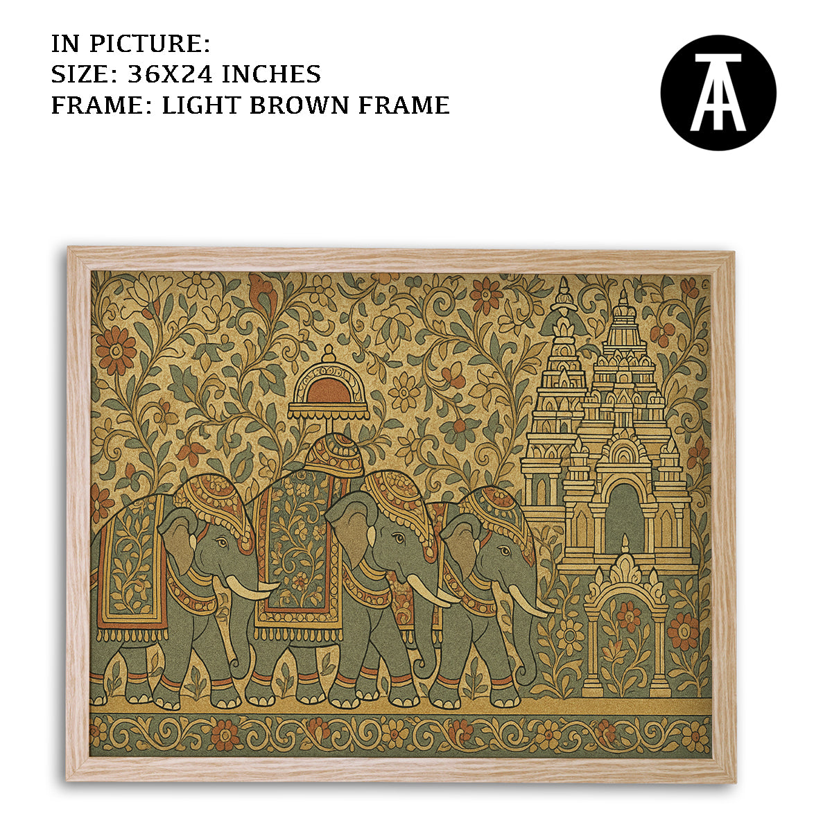 Artwork in Light Brown Frame