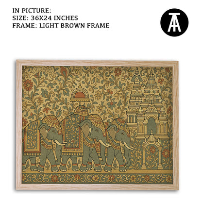 Artwork in Light Brown Frame