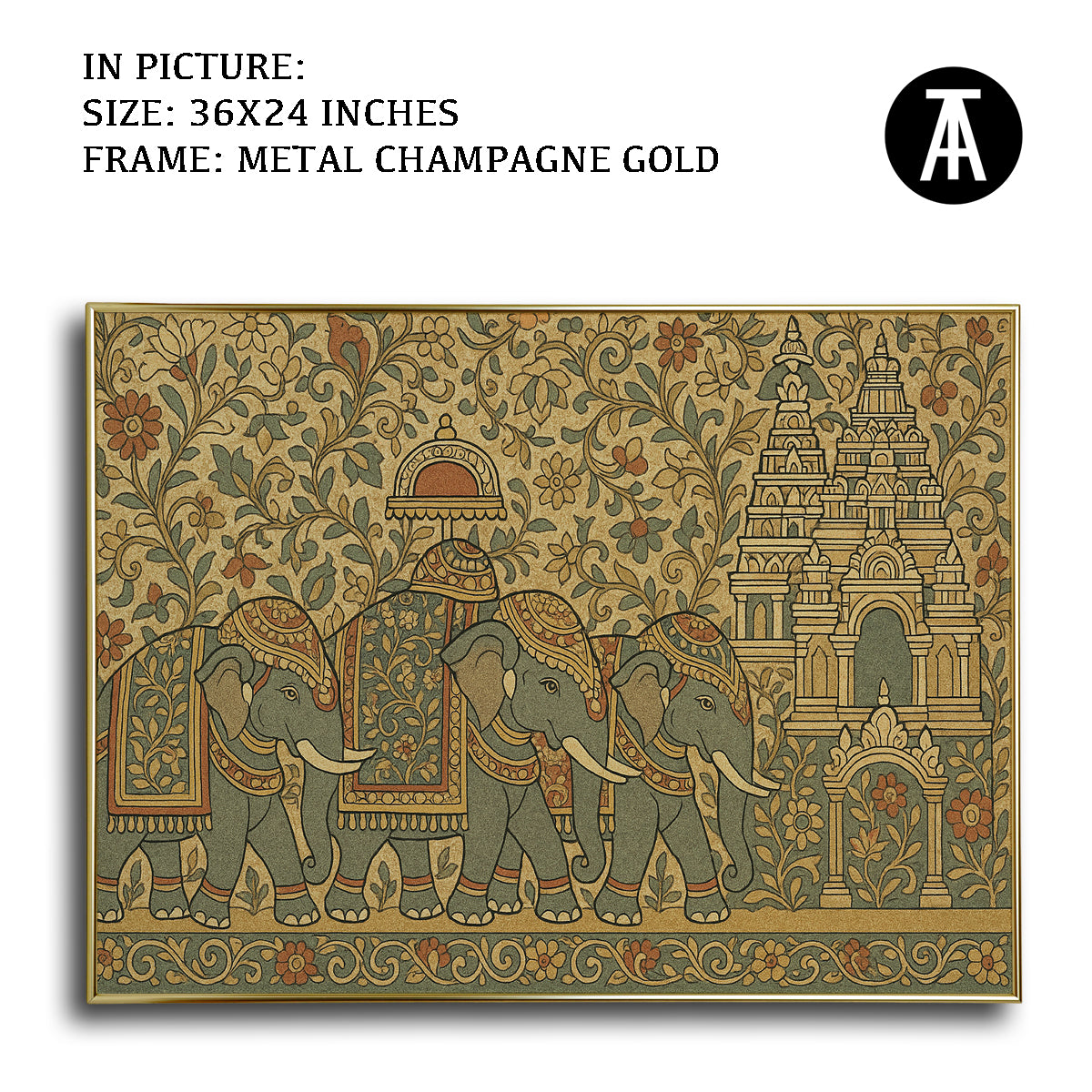 Artwork in Metal Champagne Gold Frame