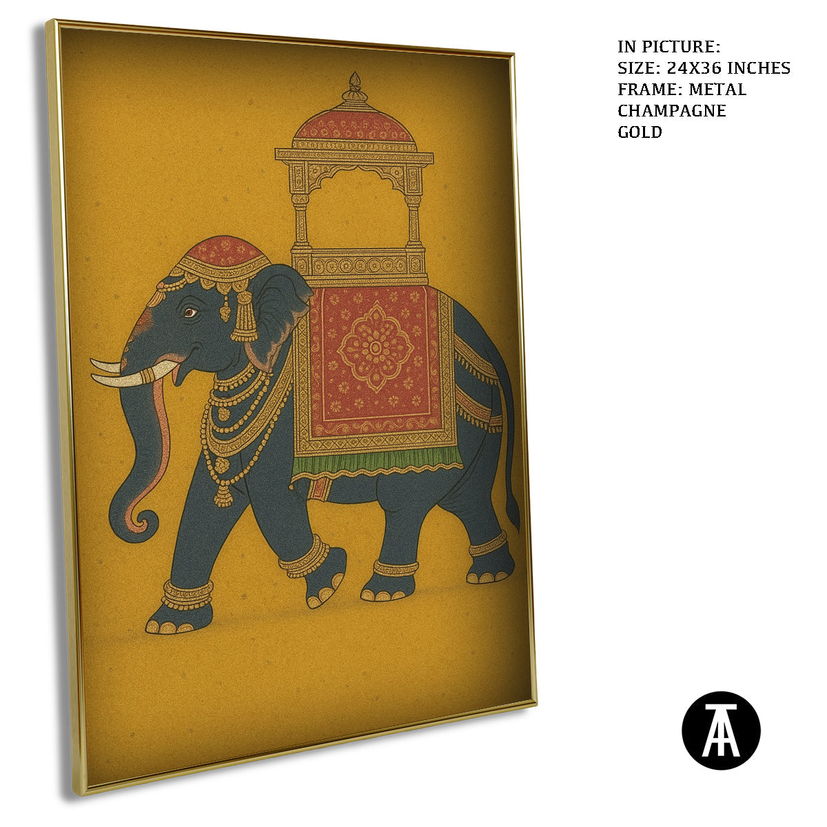 Artwork in Metal Champagne Gold Frame