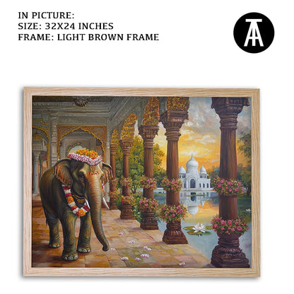 Artwork in Light Brown Frame