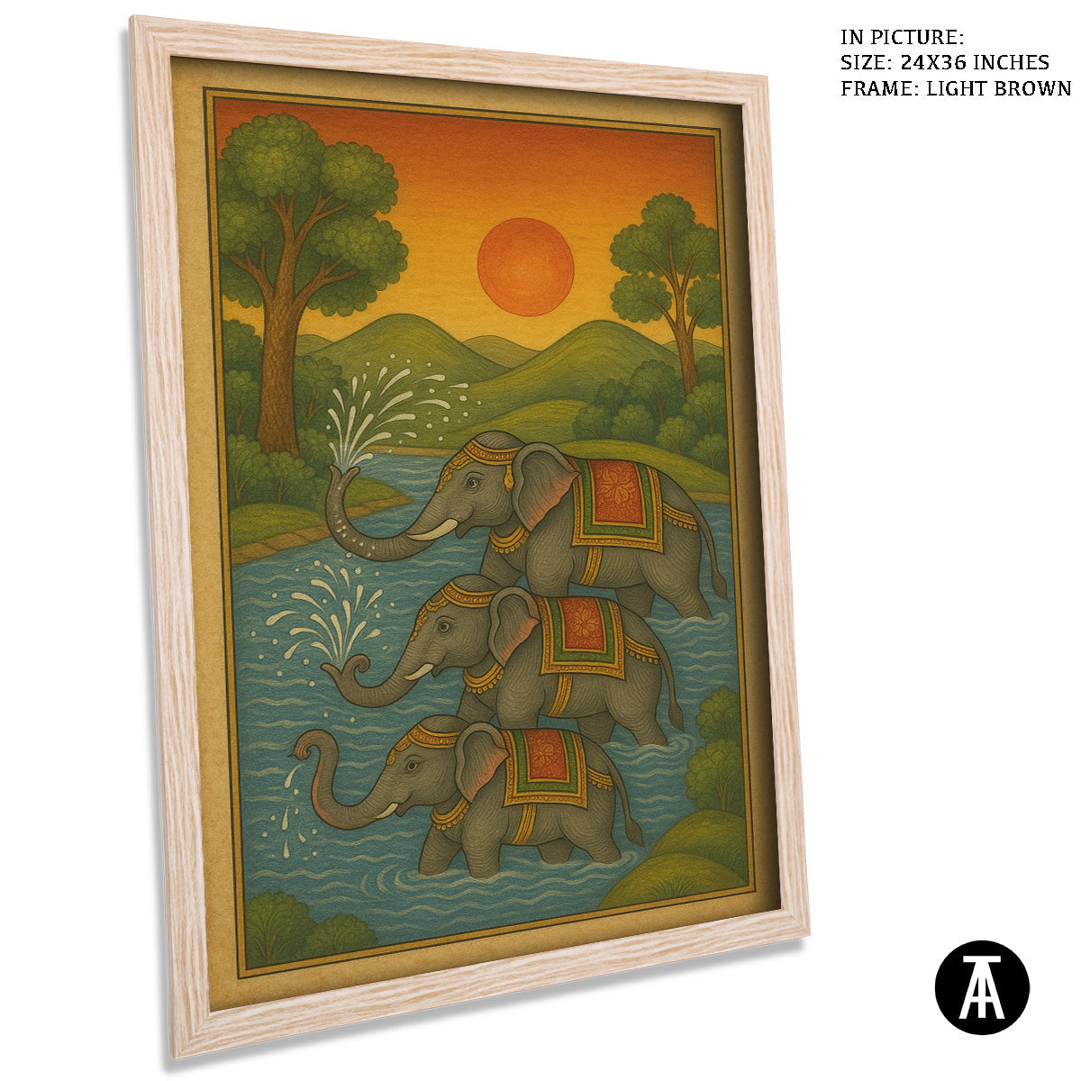 Artwork in Light Brown Frame