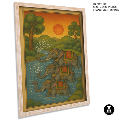 Artwork in Light Brown Frame