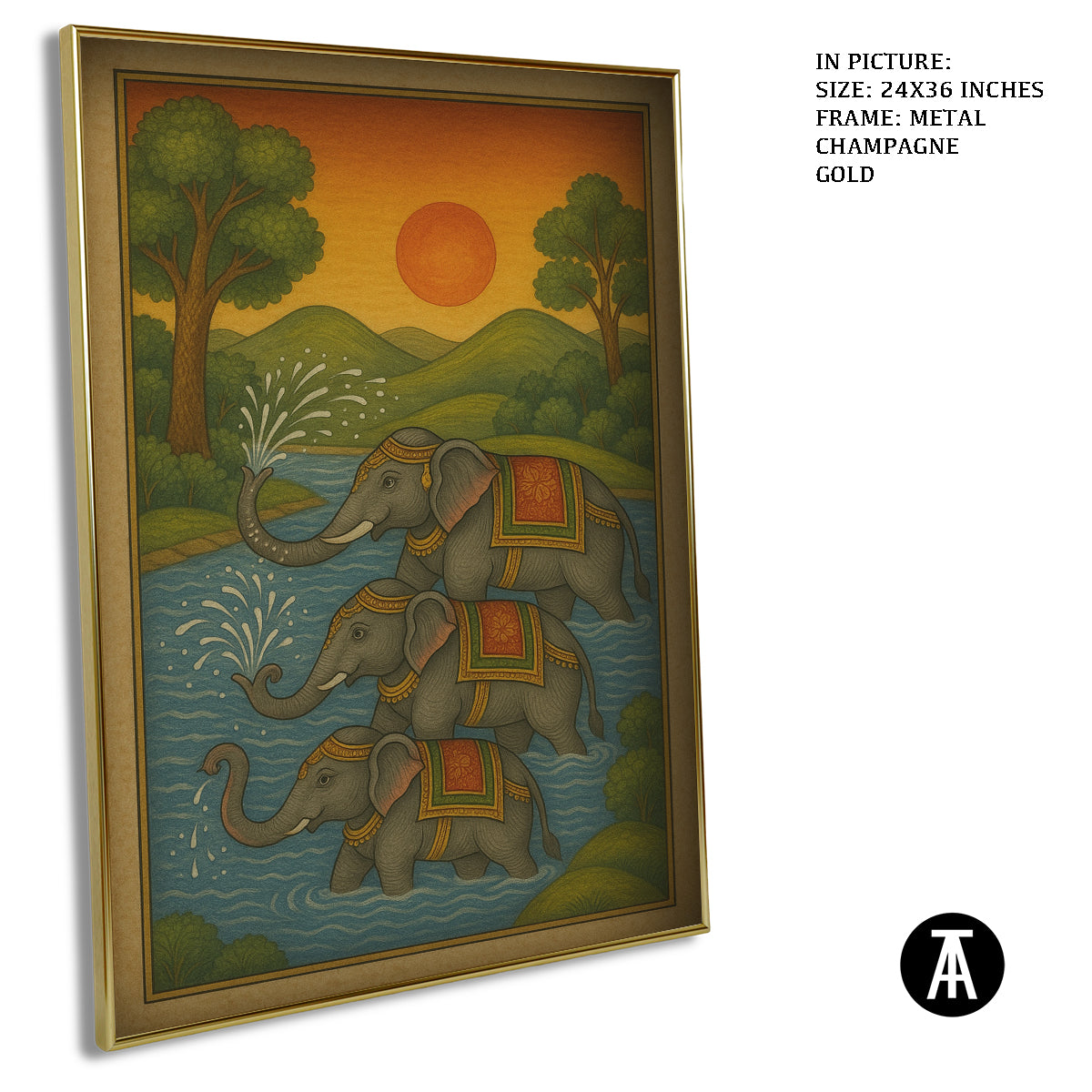 Artwork in Metal Champagne Gold Frame