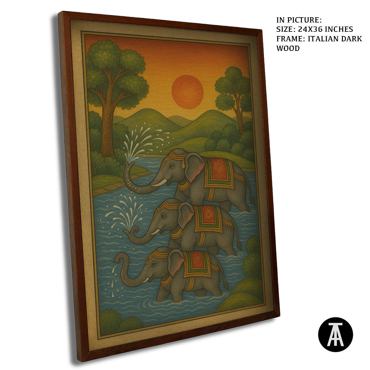 Artwork in Dark Wood Frame