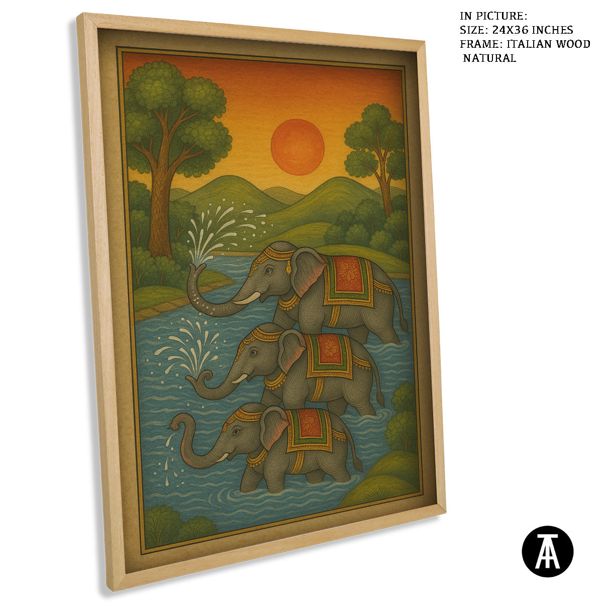 Artwork in Natural Wood Frame