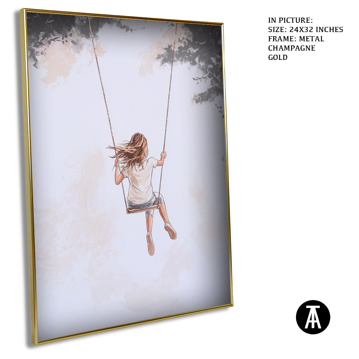 Artwork in Light Brown Frame