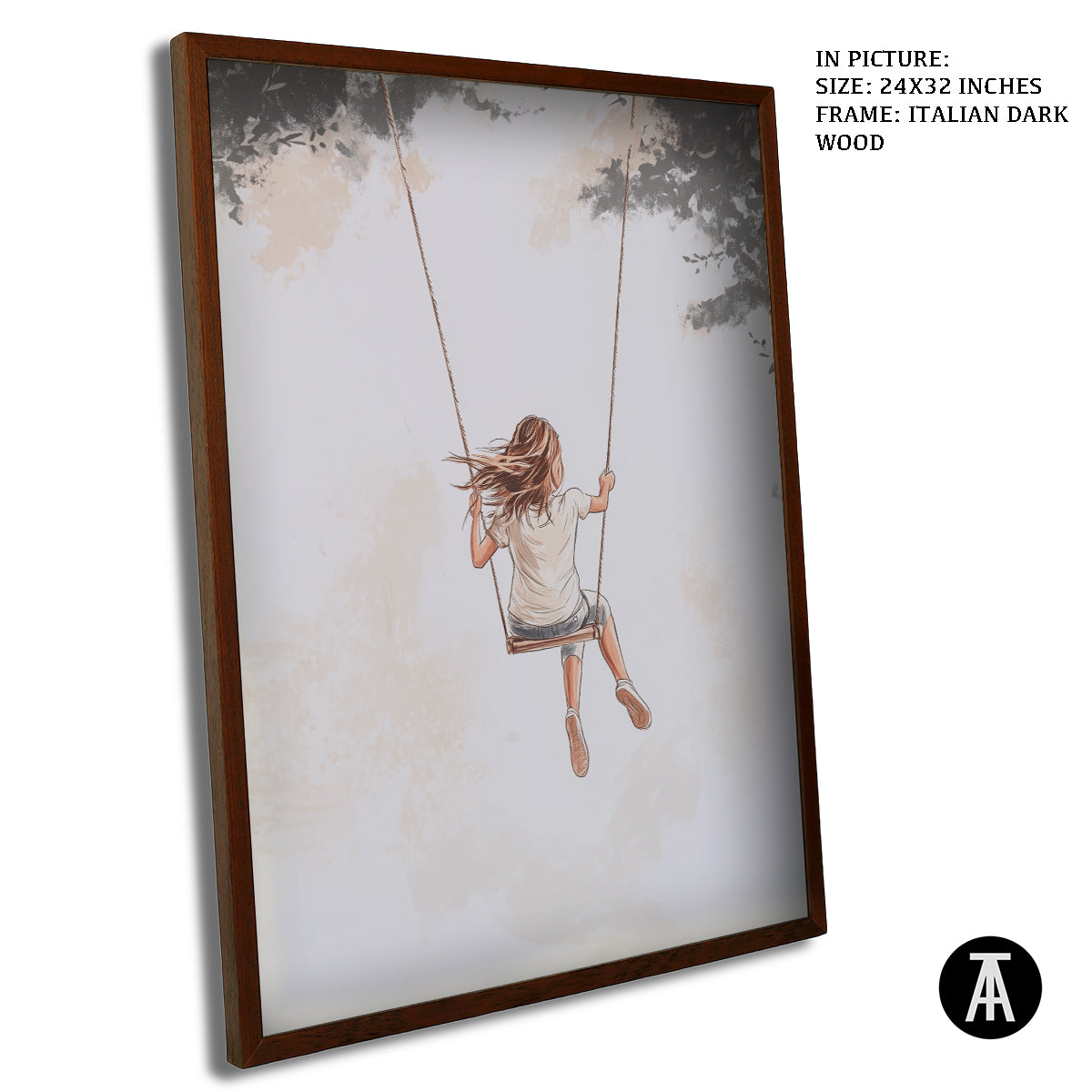 Artwork in Dark Wood Frame