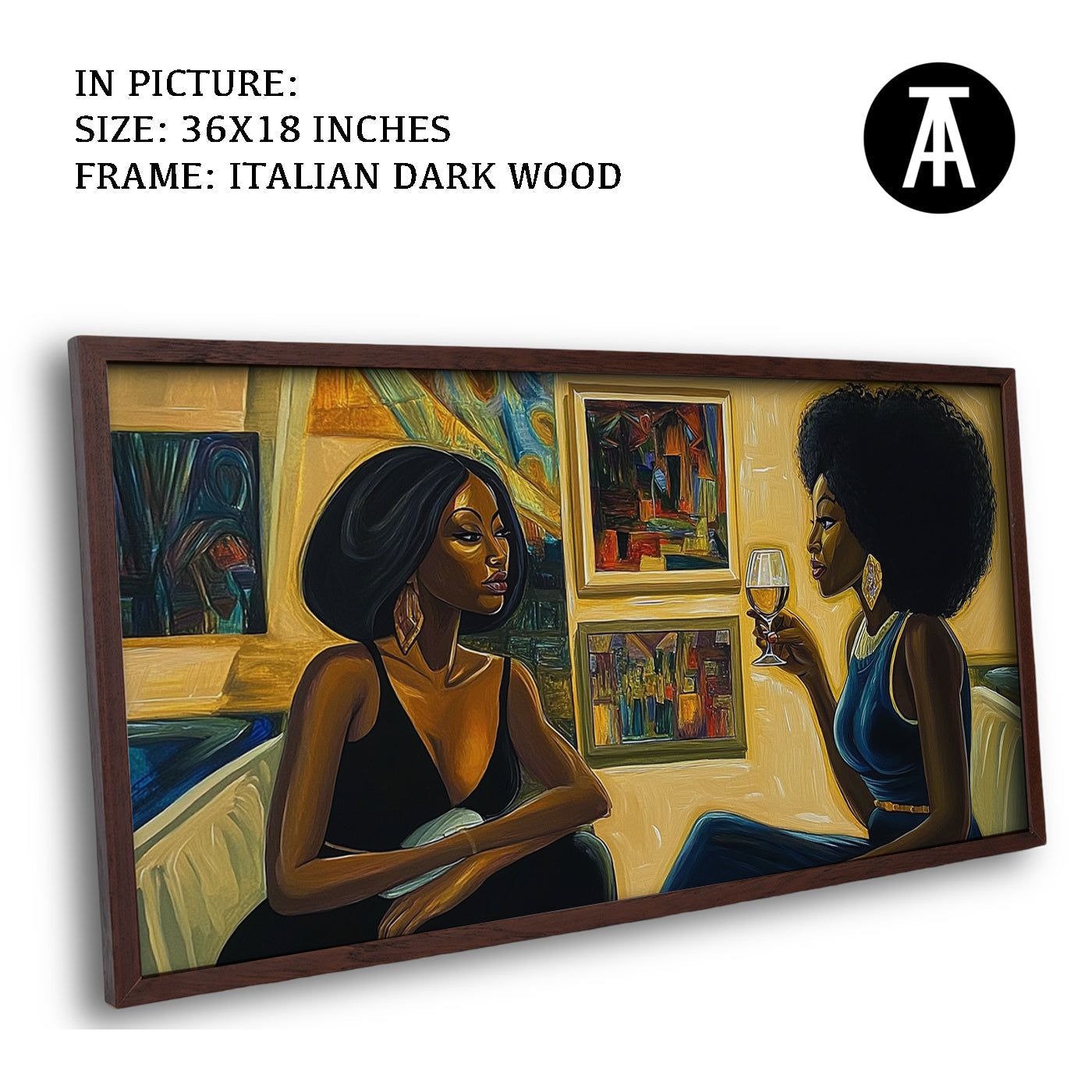 Artwork in Dark Wood Frame