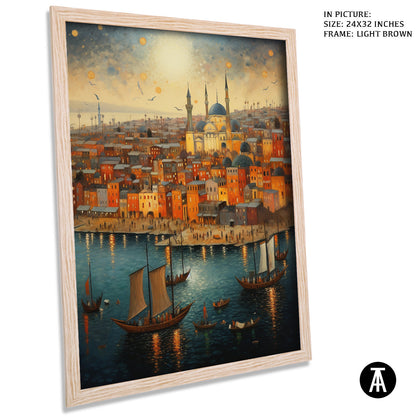 Artwork in Dark Brown Frame