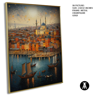 Artwork in Light Brown Frame