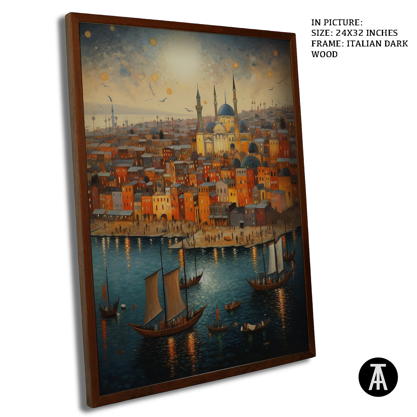 Artwork in Dark Wood Frame