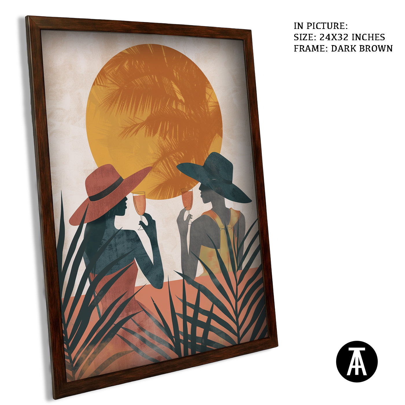 Artwork in Dark Brown Frame