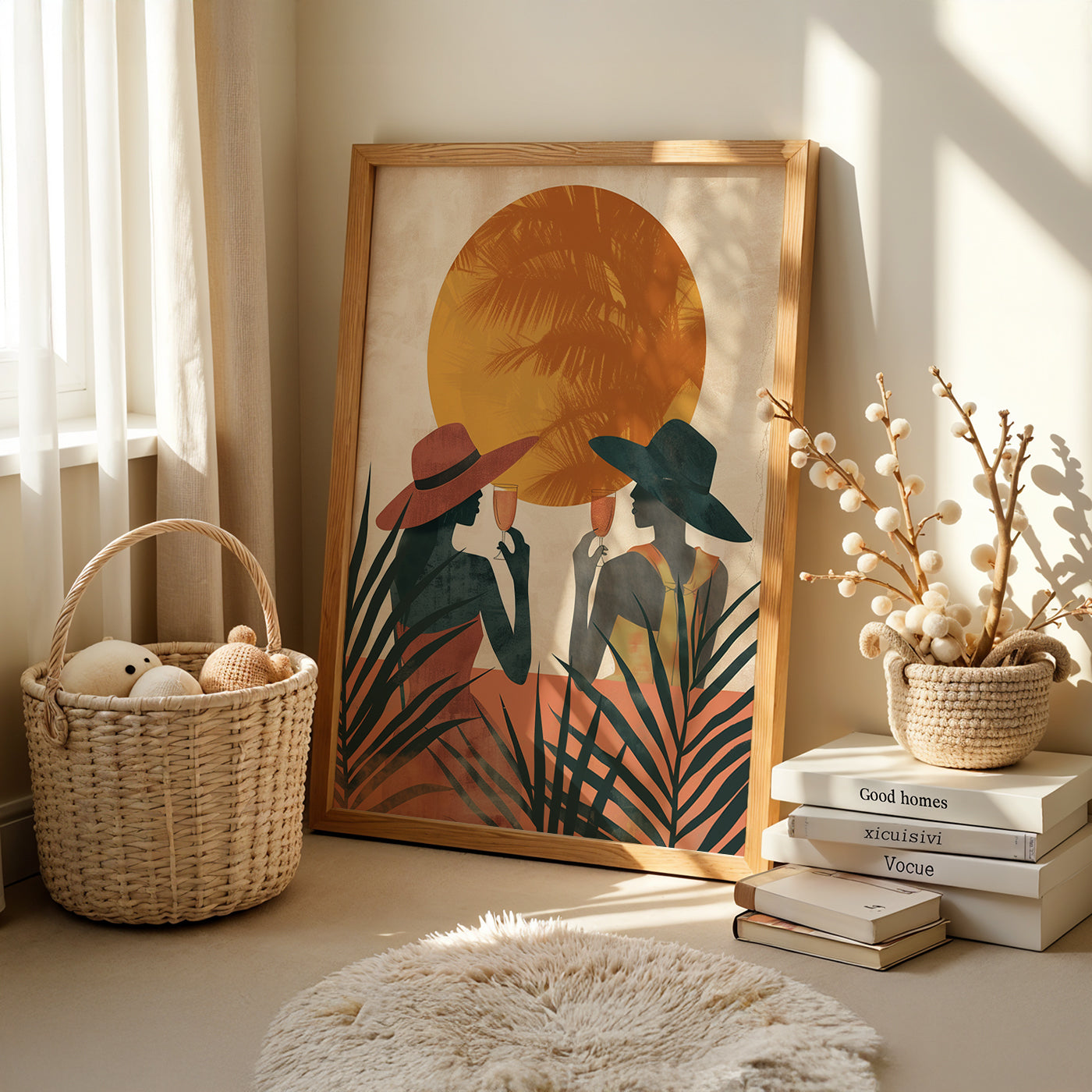 Boho Art Painting in a Lifestyle Setting