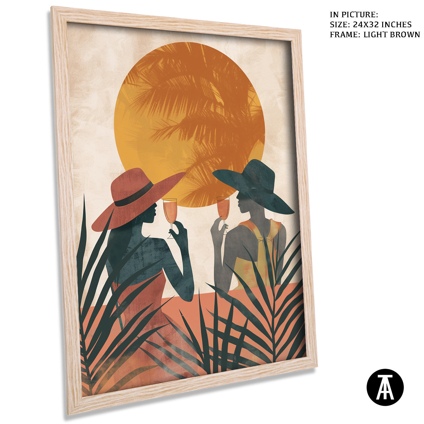 Artwork in Light Brown Frame