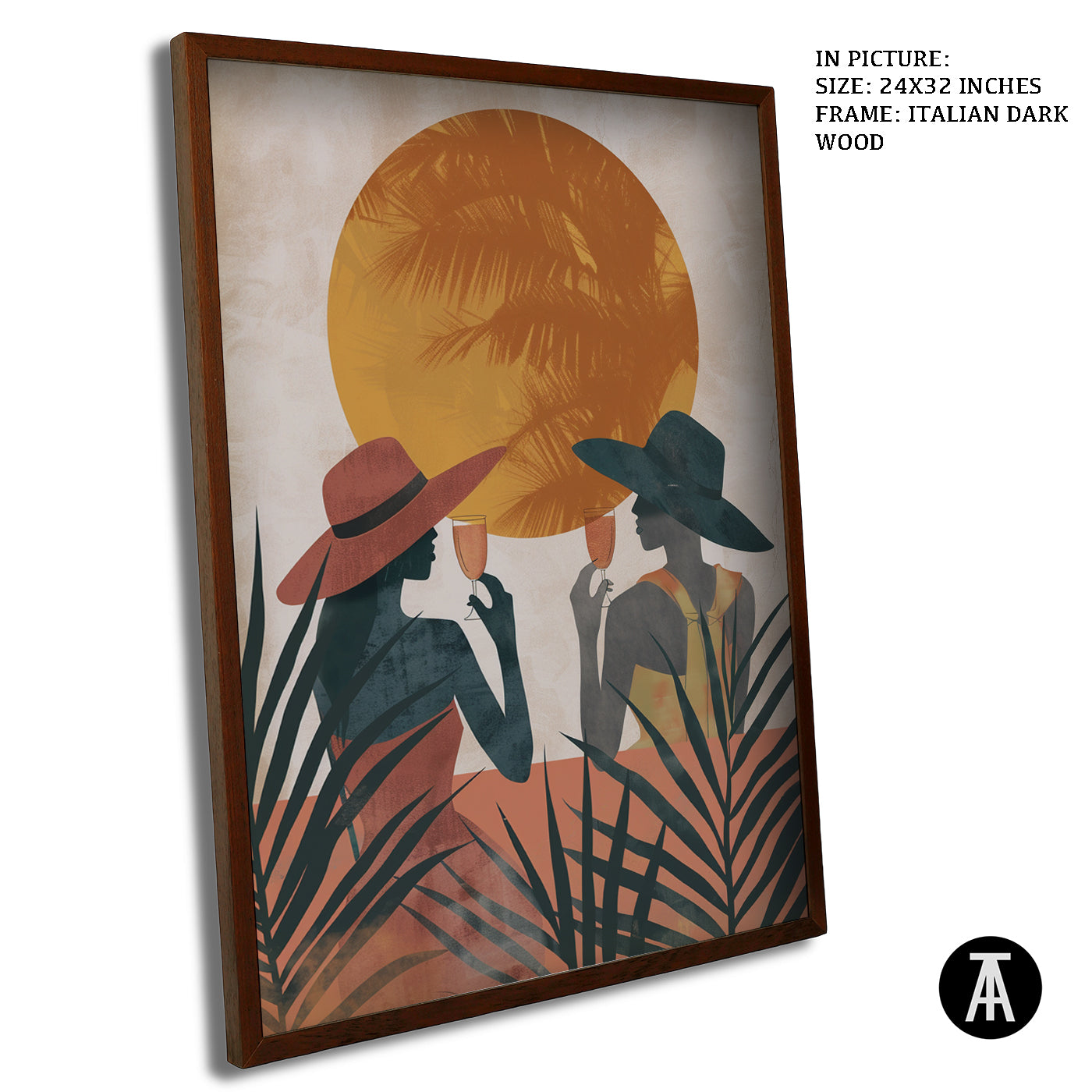 Artwork in Dark Wood Frame
