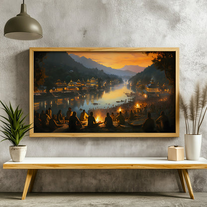 Panoramic Indian Painting in a Lifestyle Setting