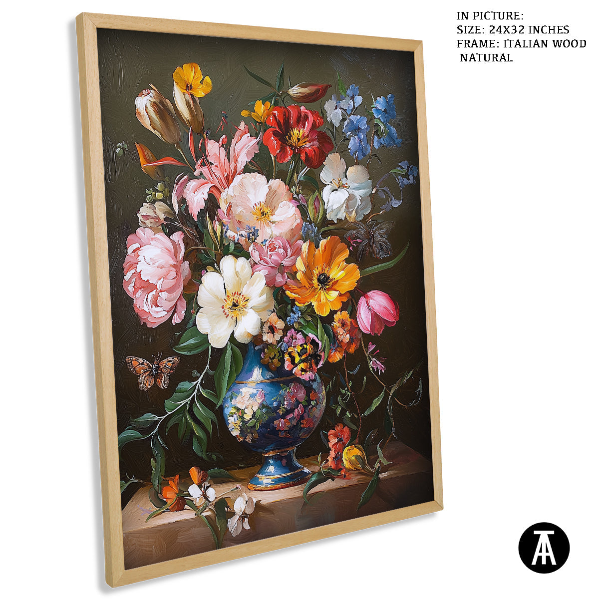 Sample Artwork in Italian Wood Framing Natural