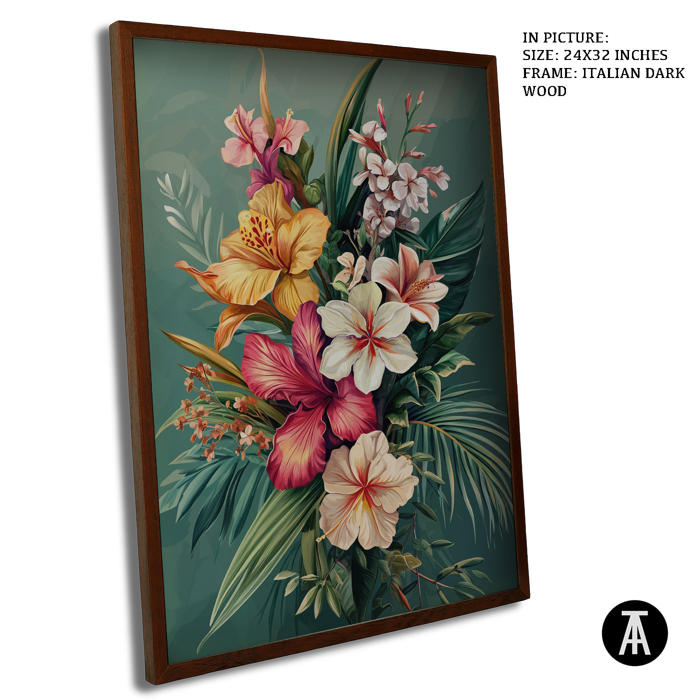 Artwork in Dark Wood Frame