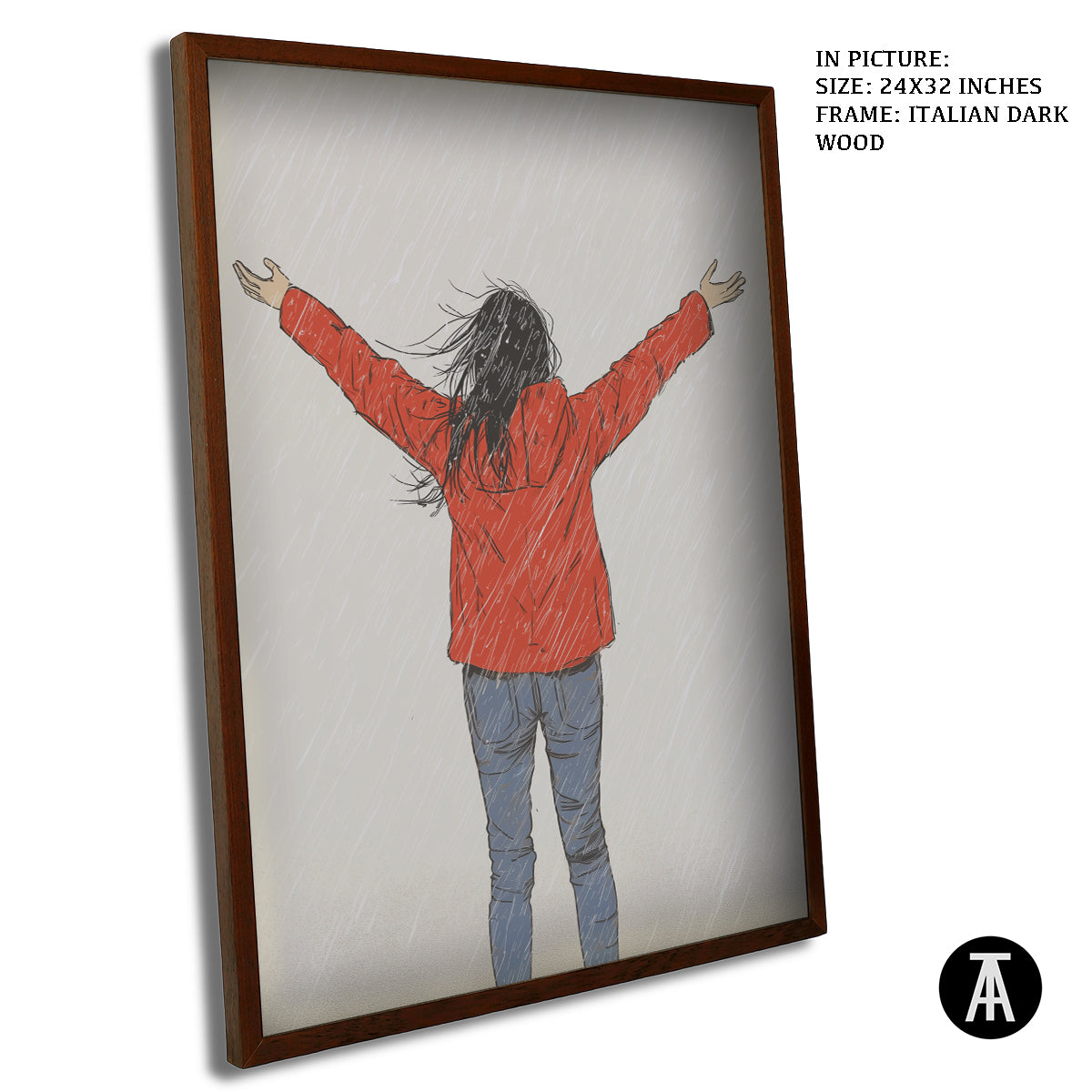 Artwork in Dark Wood Frame