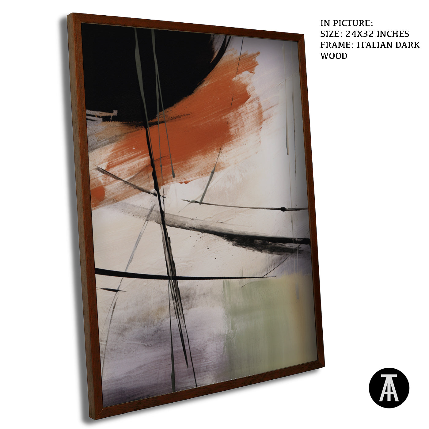 Artwork in Dark Wood Frame