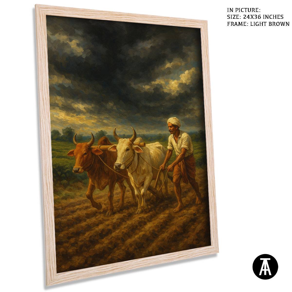 Artwork in Light Brown Frame
