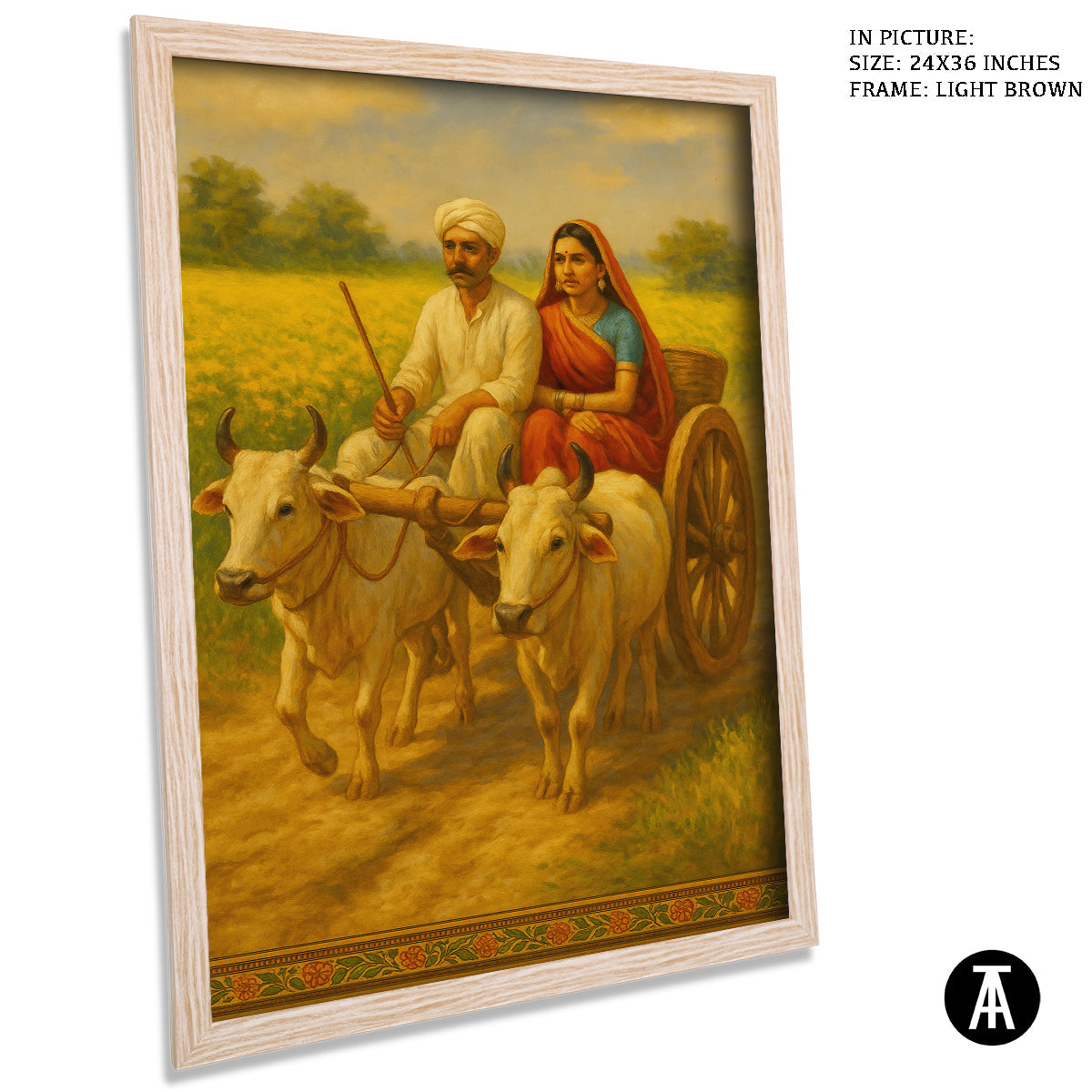 Artwork in Light Brown Frame