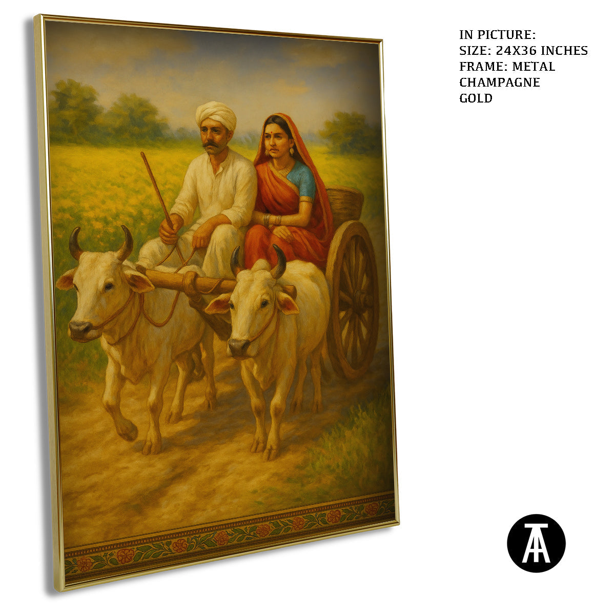 Artwork in Metal Champagne Gold Frame