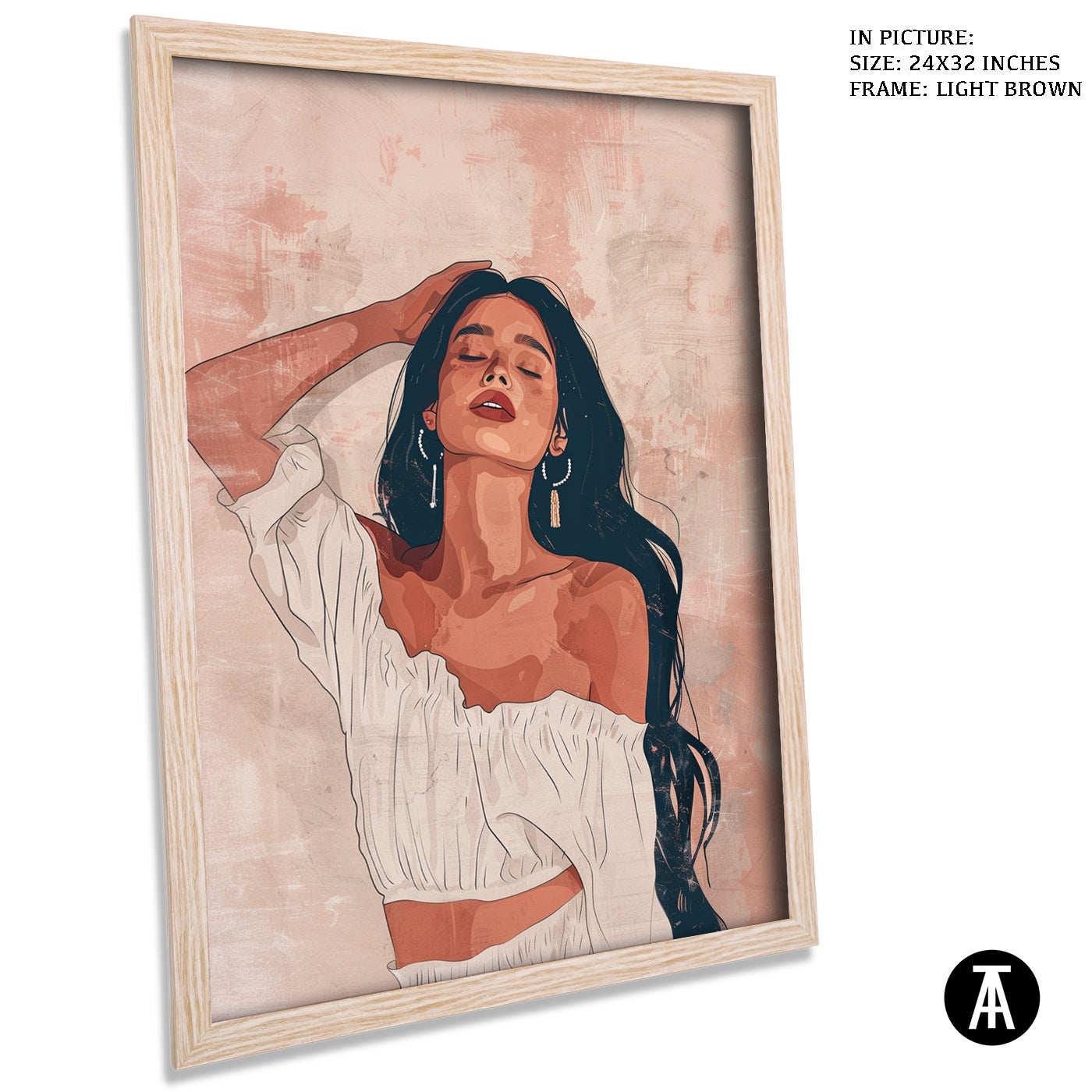 Artwork in Light Brown Frame