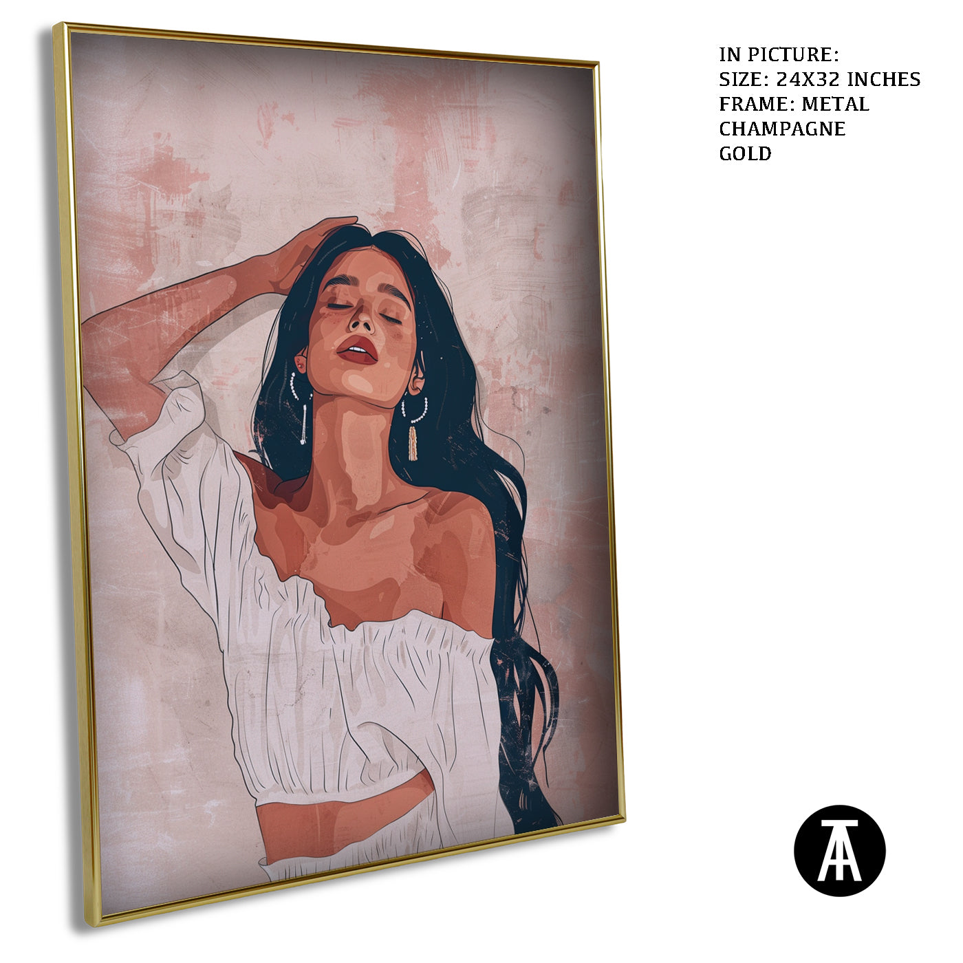 Artwork in Metal Champagne Gold Frame