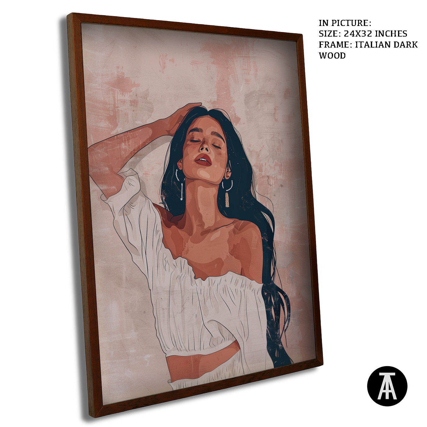 Artwork in Dark Wood Frame