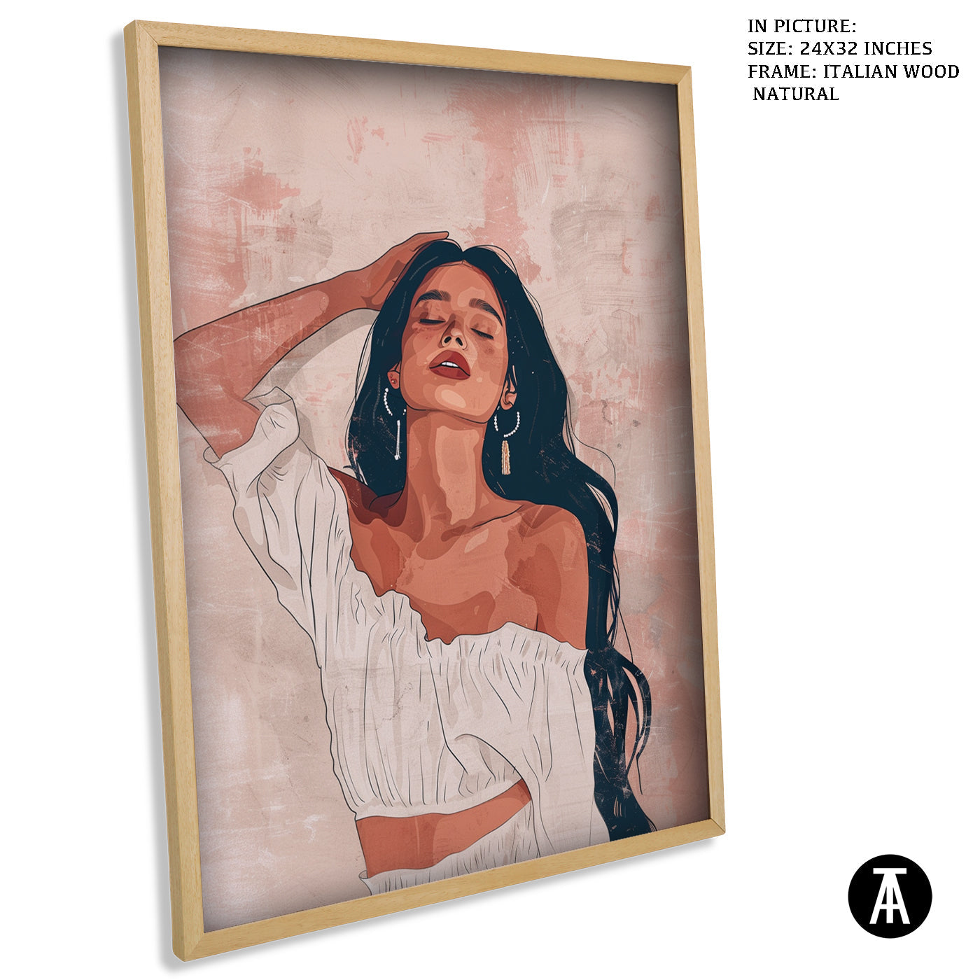 Artwork in Natural Wood Frame