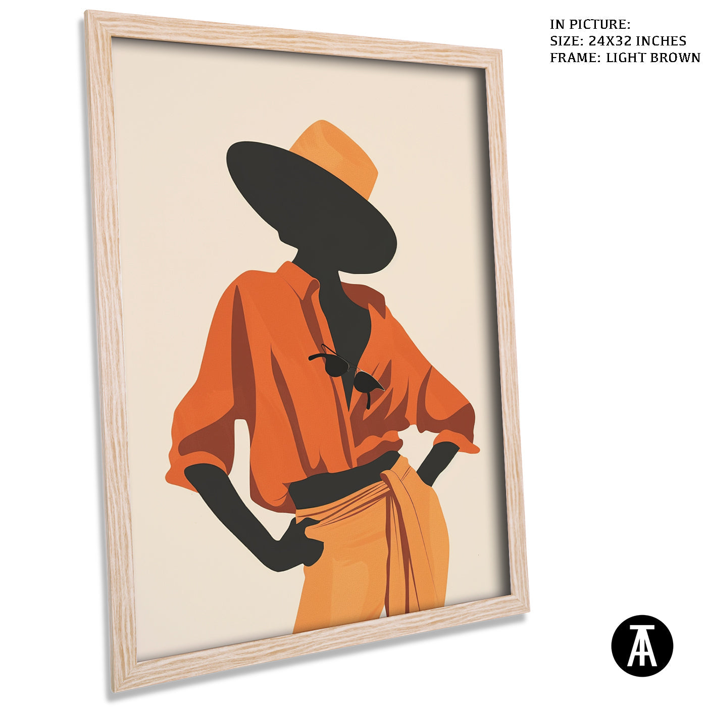 Artwork in Light Brown Frame