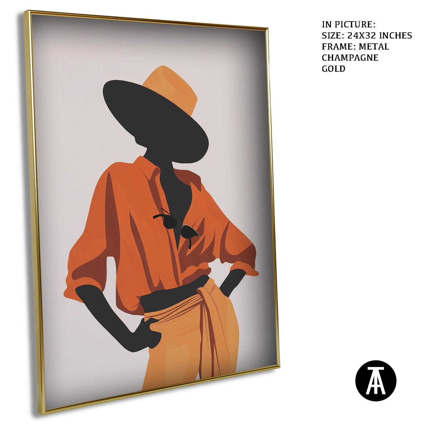 Artwork in Metal Champagne Gold Frame