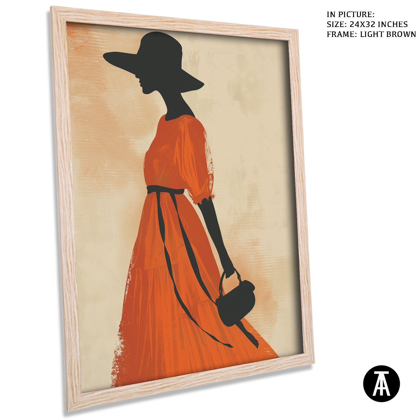 Artwork in Light Brown Frame