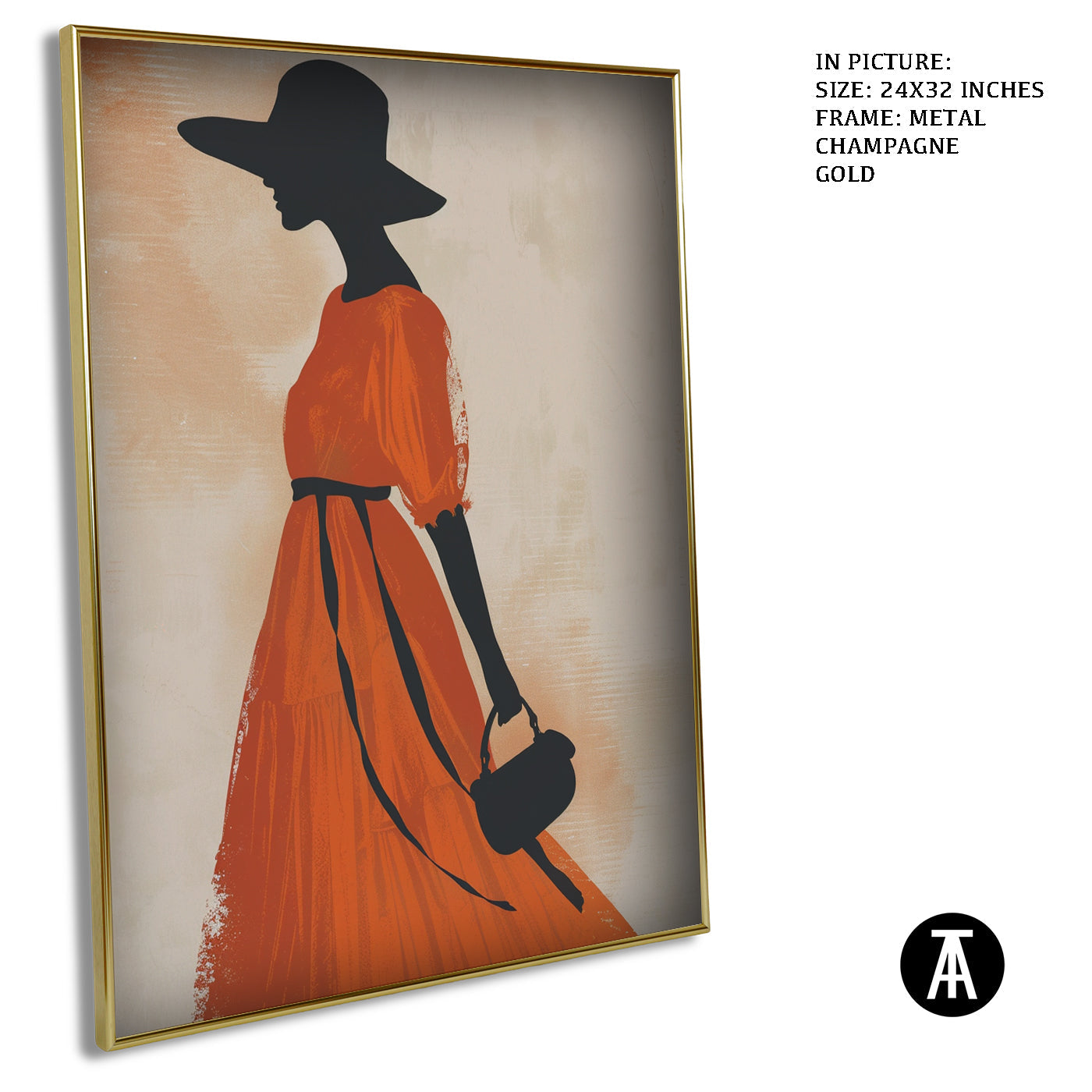 Artwork in Metal Champagne Gold Frame