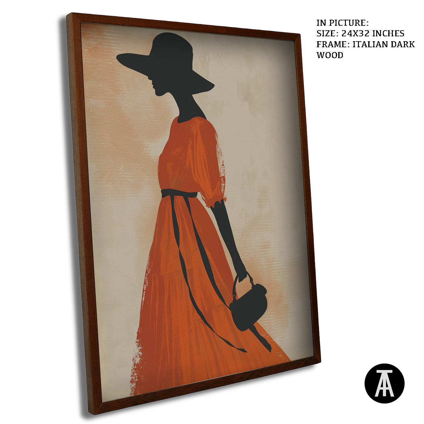 Artwork in Dark Wood Frame