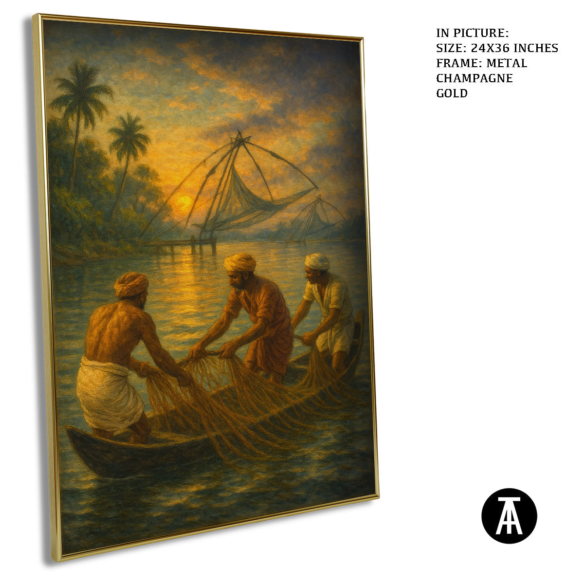 Artwork in Metal Champagne Gold Frame