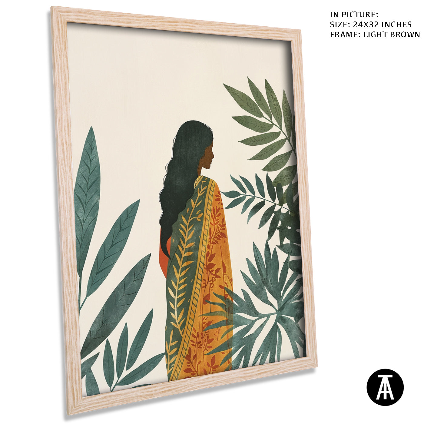 Artwork in Light Brown Frame