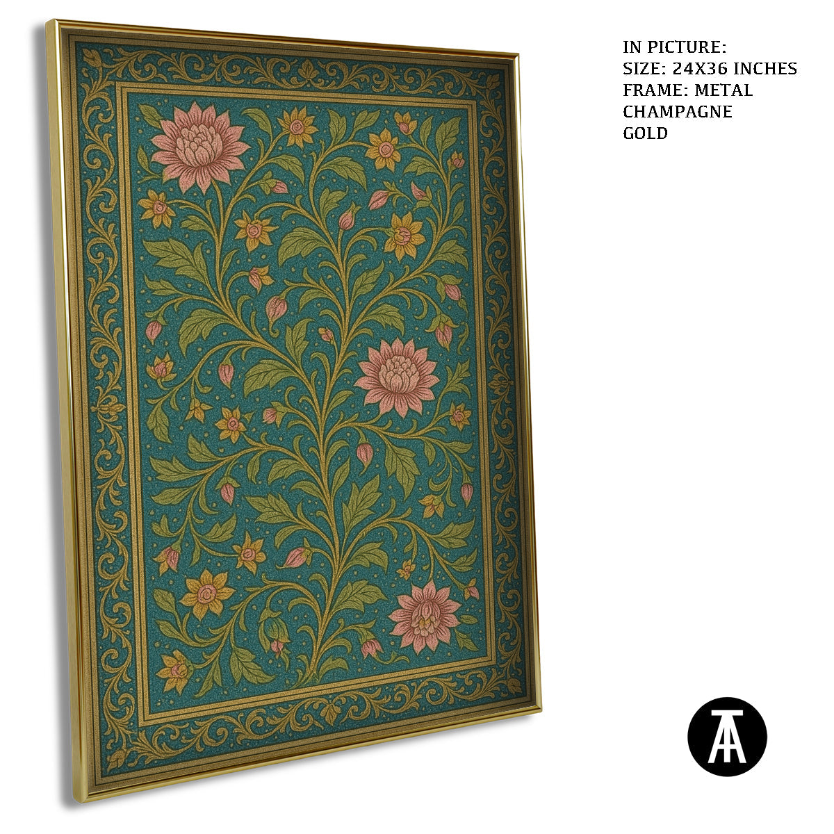 Artwork in Metal Champagne Gold Frame