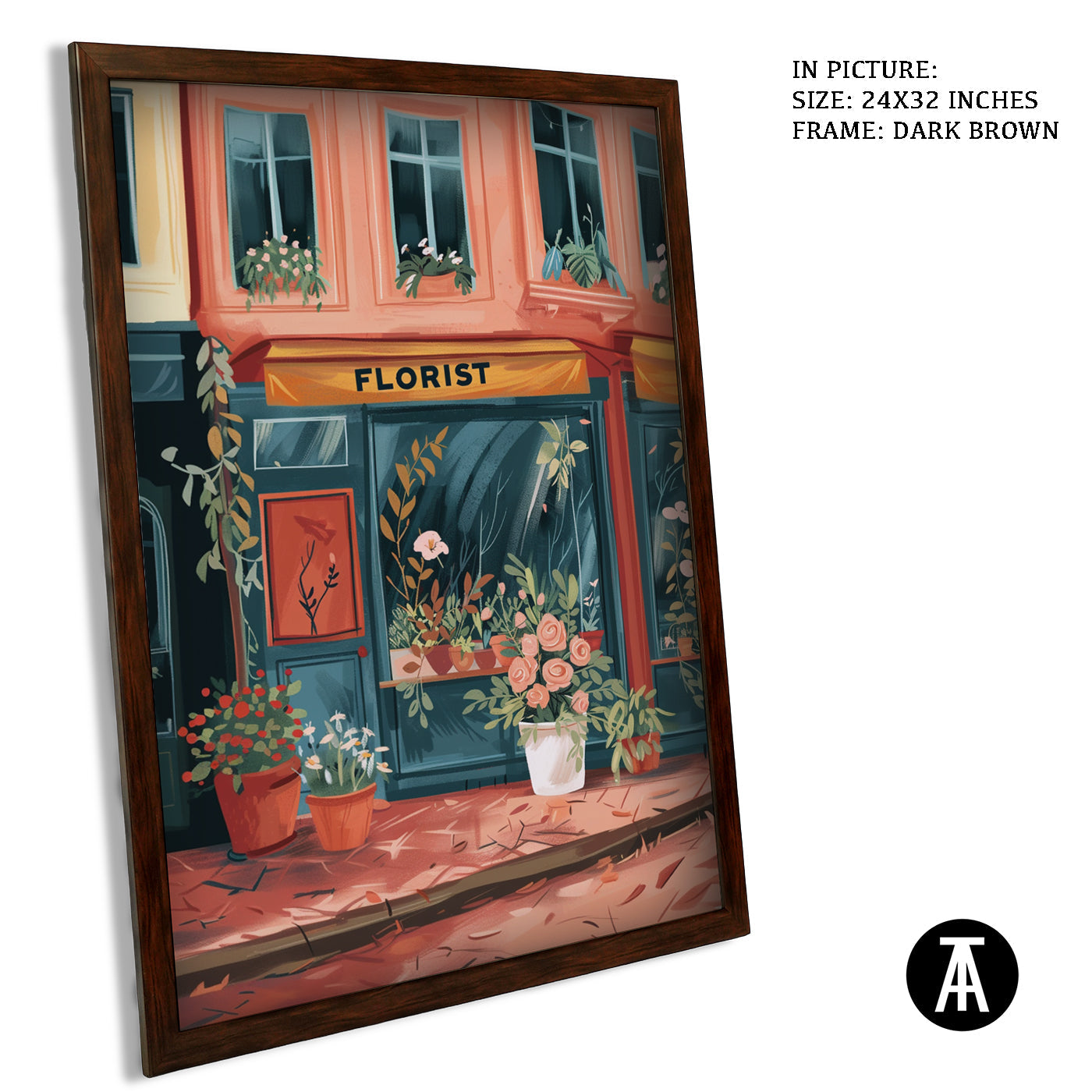 Artwork in Dark Brown Frame
