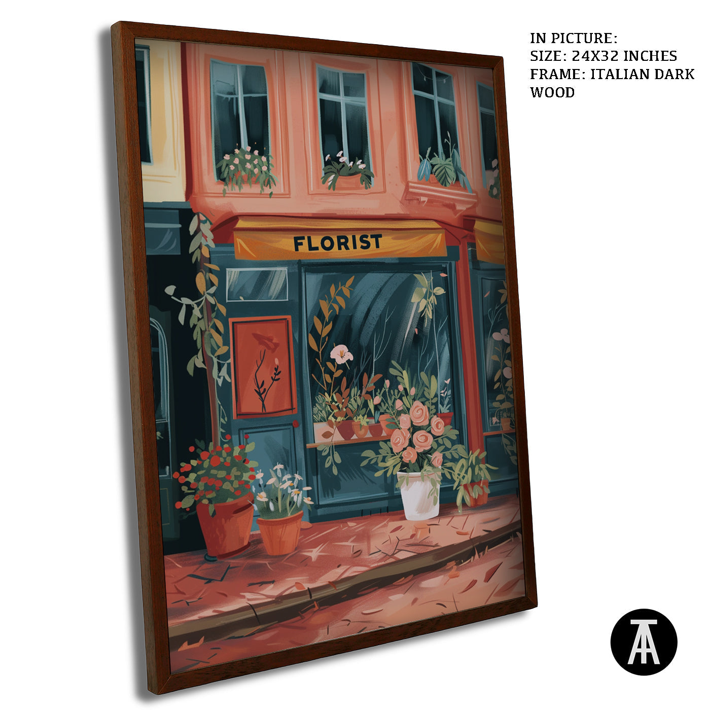Artwork in Dark Wood Frame