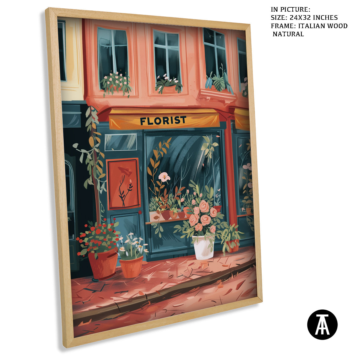 Artwork in Natural Wood Frame