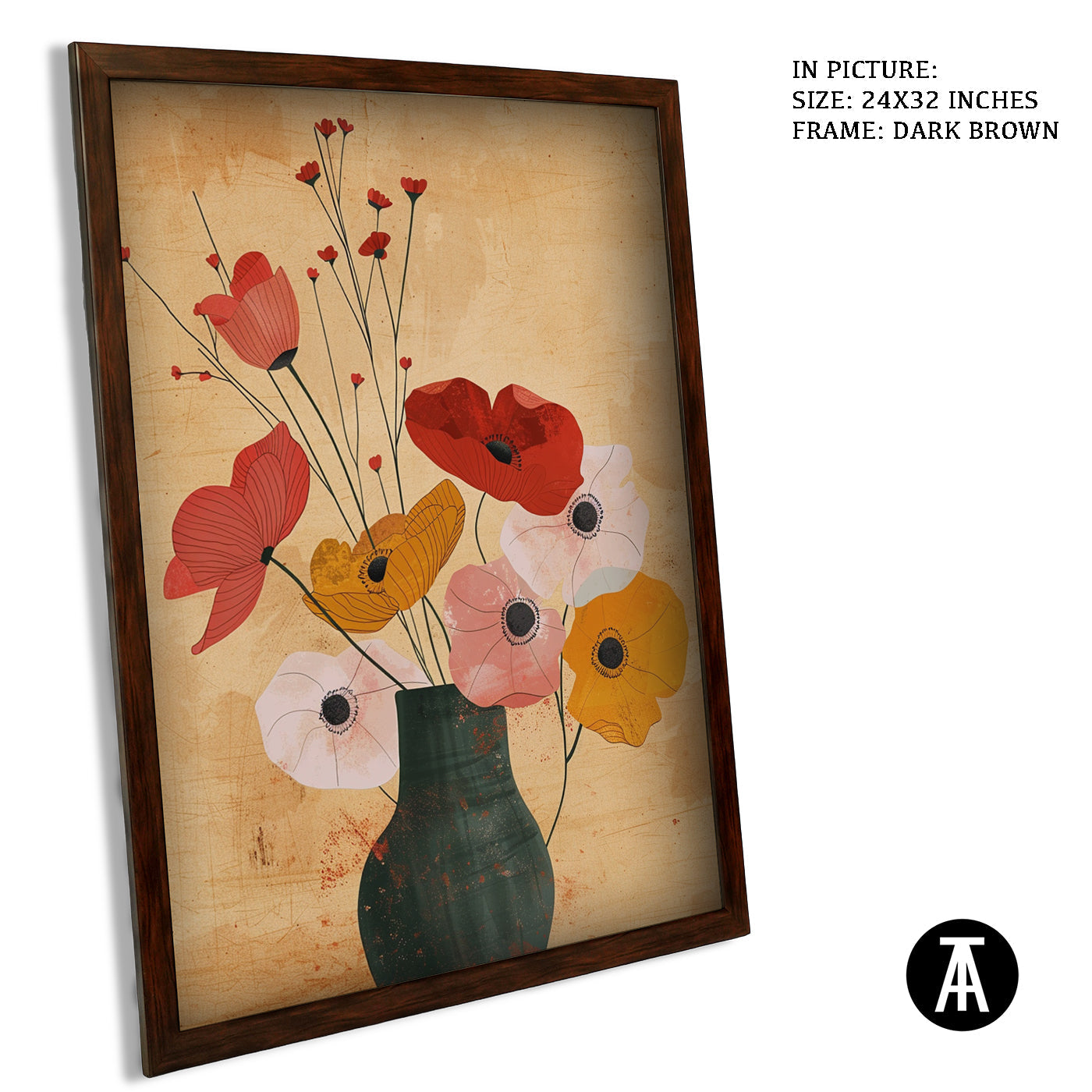 Artwork in Dark Brown Frame